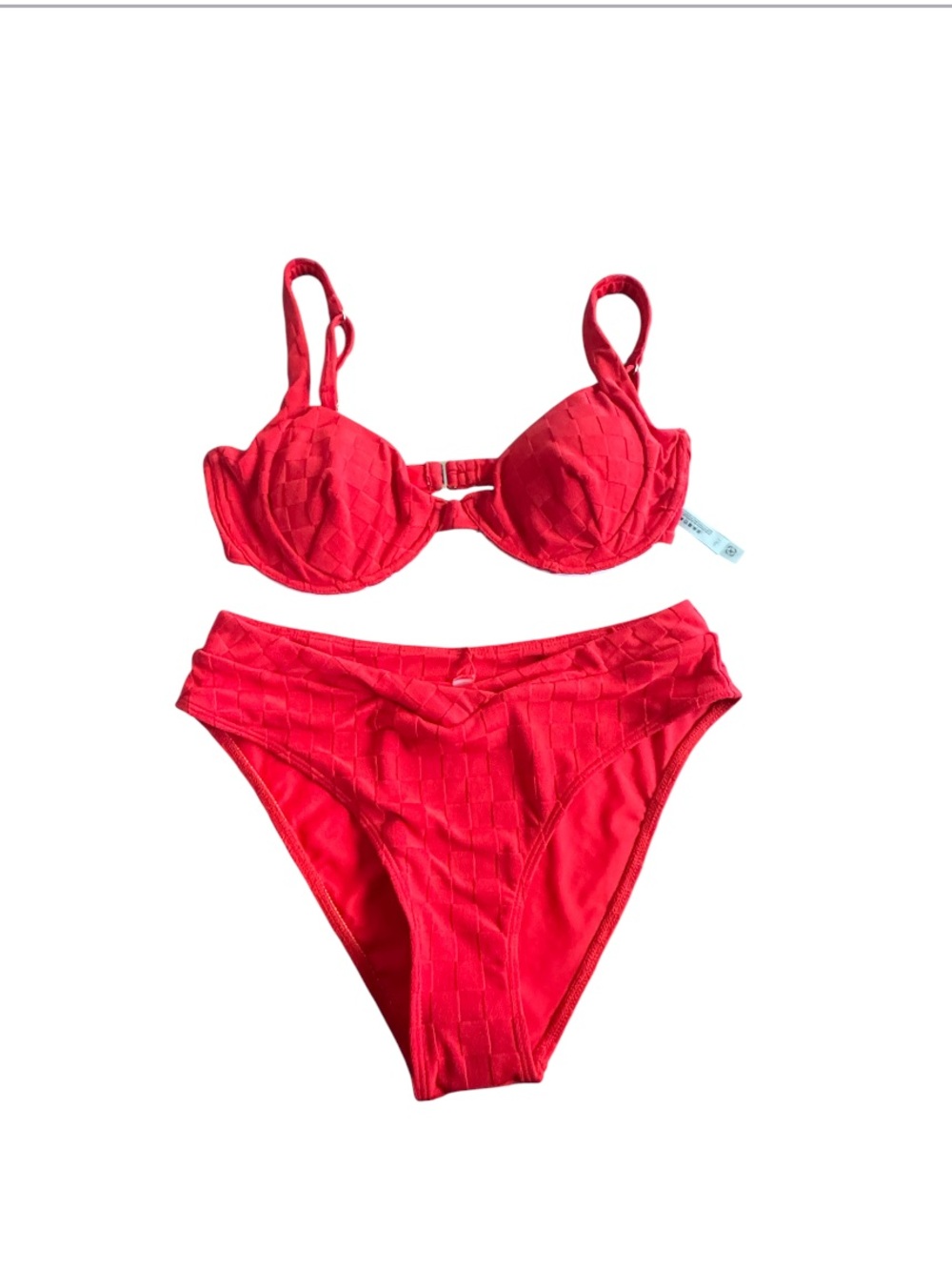 Red Textured Underwire Bikini Set - Women Swim Bikini